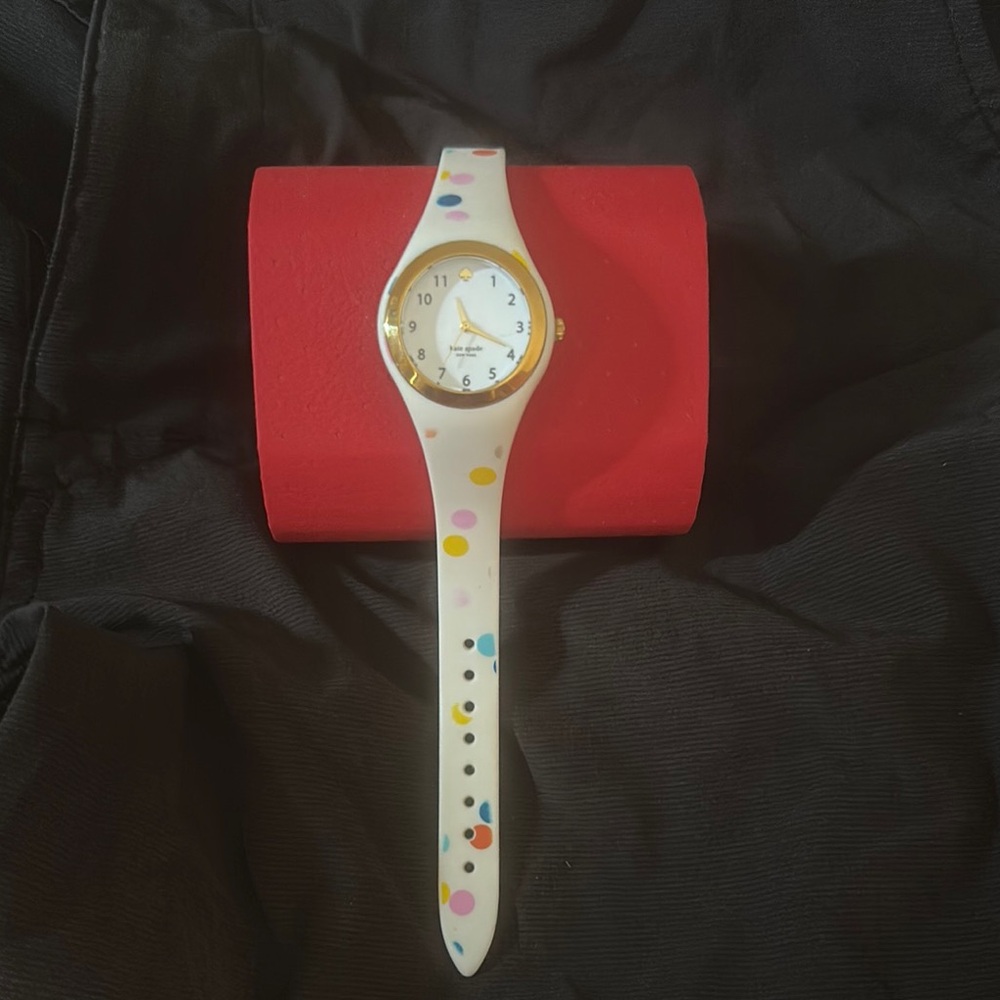 Kate Spade White and Multicolor Polka Dot Watch
